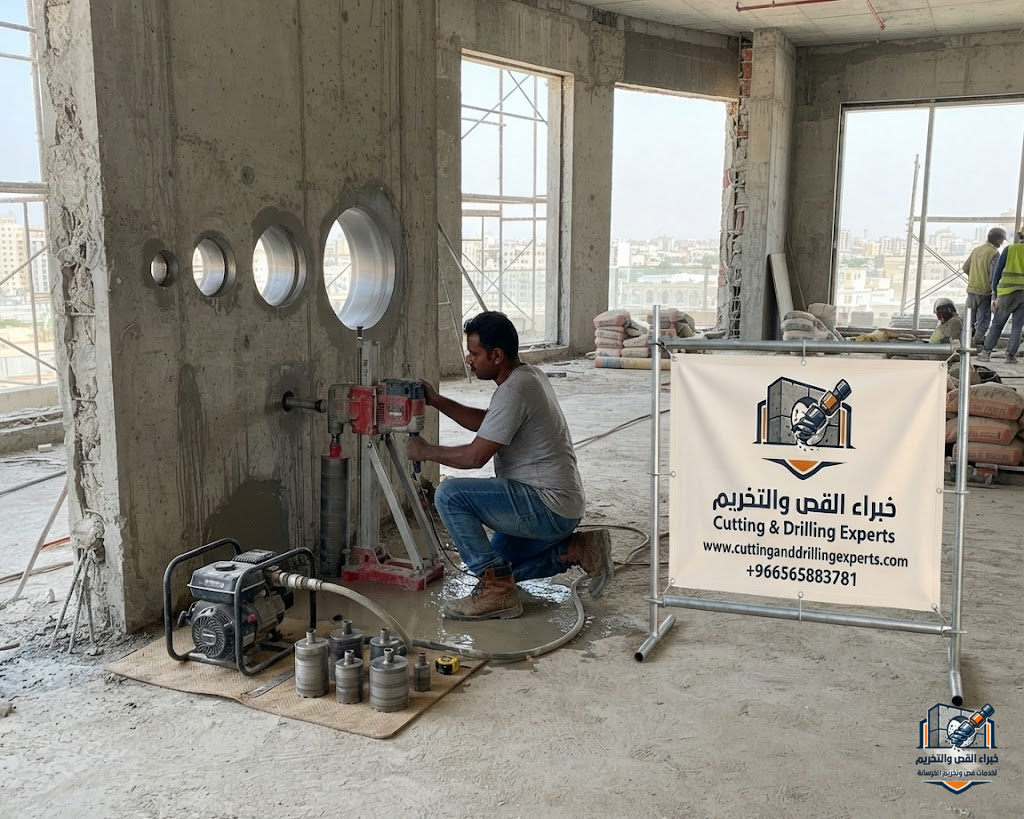 خطوات فتح كور خرساني بجدة باستخدام معدات الكور الماسي